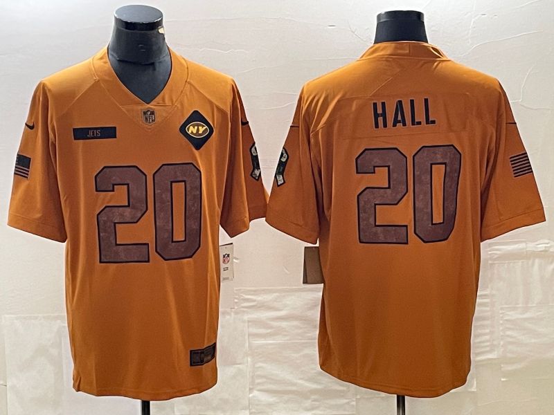 Men New York Jets #20 Hall brown Nike 2023 Salute To Service Limited NFL Jersey->green bay packers->NFL Jersey